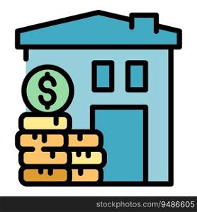 Collateral house icon outline vector. Bank payment. Real tax color flat. Collateral house icon vector flat