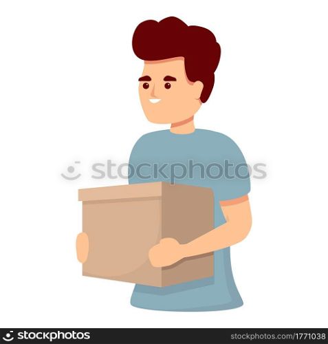 Colleague with box icon. Cartoon of Colleague with box vector icon for web design isolated on white background. Colleague with box icon, cartoon style
