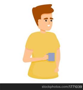 Colleague with coffee mug icon. Cartoon of Colleague with coffee mug vector icon for web design isolated on white background. Colleague with coffee mug icon, cartoon style