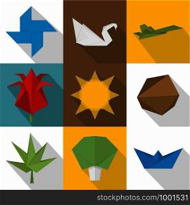 Collect from paper icons set. Flat set of 9 collect from paper vector icons for web isolated on white background. Collect from paper icons set, flat style