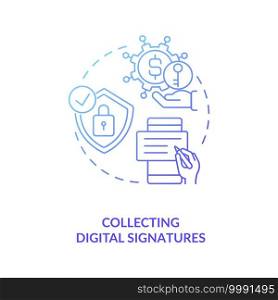 Collecting digital signatures concept icon. Contract management software functions. Signing digital or physical files idea thin line illustration. Vector isolated outline RGB color drawing. Collecting digital signatures concept icon