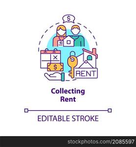 Collecting rent concept icon. Regular payments for rental estate abstract idea thin line illustration. Isolated outline drawing. Editable stroke. Roboto-Medium, Myriad Pro-Bold fonts used. Collecting rent concept icon