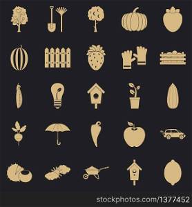 Collecting vegetables icons set. Simple set of 25 collecting vegetables vector icons for web for any design. Collecting vegetables icons set, simple style