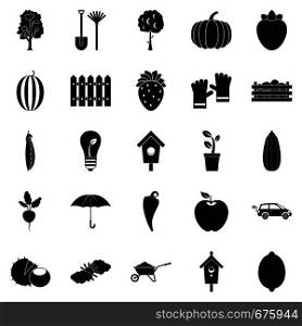 Collecting vegetables icons set. Simple set of 25 collecting vegetables vector icons for web isolated on white background. Collecting vegetables icons set, simple style