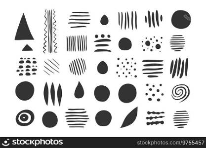 Collection brush drawn various geometric shapes. Vector illustration design.