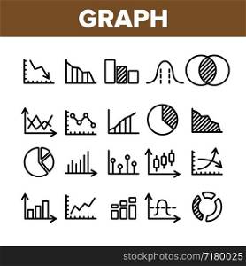 Collection Different Graph Sign Icons Set Vector Thin Line. Statistic Graph Diagram And Analytics Data Assortment Linear Pictograms. Business Element Monochrome Contour Illustrations. Collection Different Graph Sign Icons Set Vector