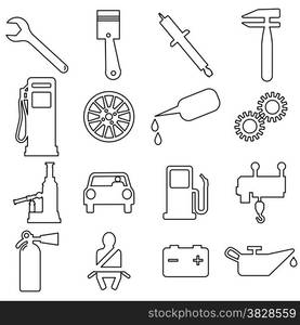 Collection flat icons. Car symbols. Vector illustration.