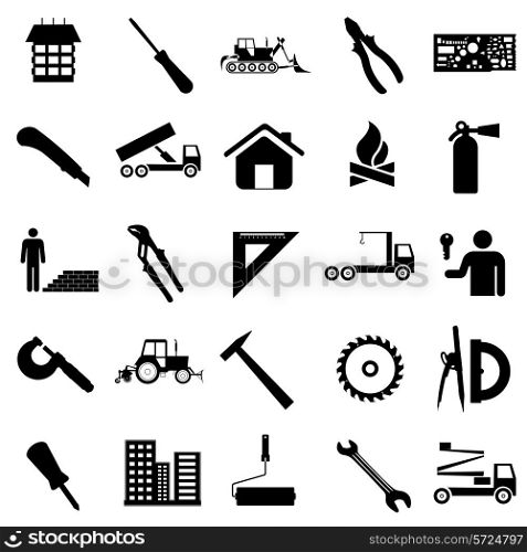 Collection flat icons. Construction symbols. Vector illustration.