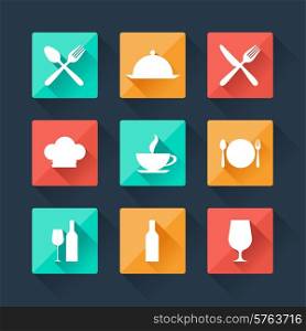 Collection flat icons food and drink for web design.