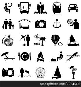 Collection flat icons. Travel symbols. Vector illustration.