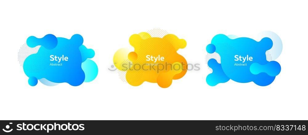Collection for marketing design. Dynamical colored forms and dots. Gradient banners with flowing liquid shapes. Template for design of logo, flyer or presentation. Vector illustration