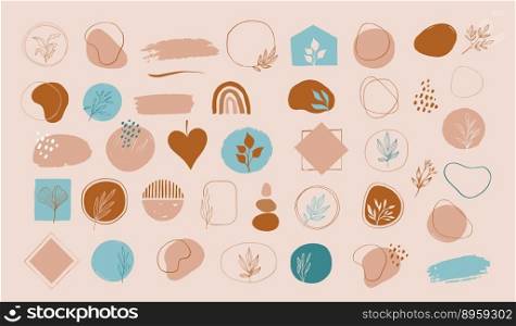 Collection hand drawn abstract brush vector image
