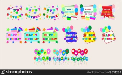 Collection Happy birthday words and colorful balloons.set of Happy birthday elements.