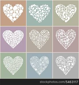 Collection heart. Collection heart on different themes of love. A vector illustration