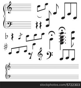Collection icons music note. Vector illustration.