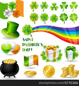 Collection illustrations of Saint Patrick&#39;s Day symbols.