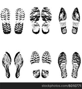 Collection imprint soles shoes black silhouette. Vector illustration. Collection imprint soles shoes black silhouette. Vector illustration.