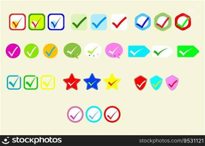 Collection Like or correct symbol,Confirmed or approved button.Set of correct icon.