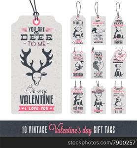 Collection of 10 Vintage Valentine&rsquo;s Day Related Gift Tags