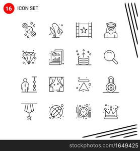 Collection of 16 Vector Icons in Line style. Pixle Perfect Outline Symbols for Web and Mobile. Line Icon Signs on White Background. 16 Icons.. Creative Black Icon vector background