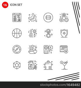 Collection of 16 Vector Icons in Line style. Pixle Perfect Outline Symbols for Web and Mobile. Line Icon Signs on White Background. 16 Icons.. Creative Black Icon vector background