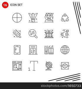 Collection of 16 Vector Icons in Line style. Pixle Perfect Outline Symbols for Web and Mobile. Line Icon Signs on White Background. 16 Icons.. Creative Black Icon vector background