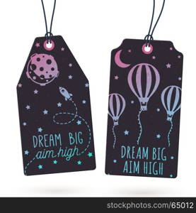 Collection of 2 Hang Tags with Colorful Graphics