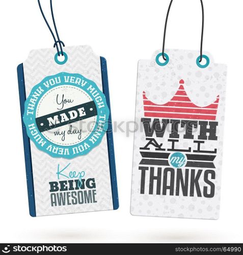 Collection of 2 Vintage Style Hang Tags with Thank You Notes