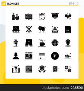 Collection of 25 Universal Solid Icons. Icon Set for Web and Mobile.. Creative Black Icon vector background
