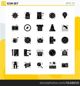 Collection of 25 Universal Solid Icons. Icon Set for Web and Mobile.. Creative Black Icon vector background