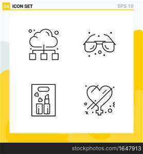 Collection of 4 Universal Line Icons. Icon Set for Web and Mobile.. Creative Black Icon vector background