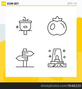 Collection of 4 Universal Line Icons. Icon Set for Web and Mobile.. Creative Black Icon vector background