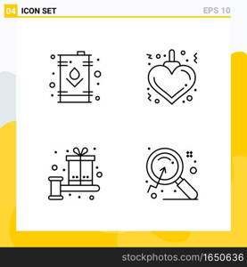 Collection of 4 Universal Line Icons. Icon Set for Web and Mobile.. Creative Black Icon vector background