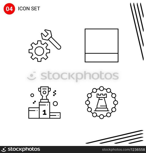 Collection of 4 Vector Icons in Line style. Pixle Perfect Outline Symbols for Web and Mobile. Line Icon Signs on White Background. 4 Icons.. Creative Black Icon vector background