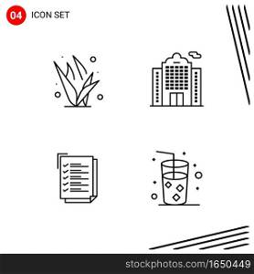 Collection of 4 Vector Icons in Line style. Pixle Perfect Outline Symbols for Web and Mobile. Line Icon Signs on White Background. 4 Icons.. Creative Black Icon vector background