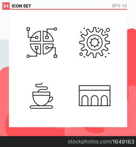 Collection of 4 Vector Icons in Line style. Modern Outline Symbols for Web and Mobile. Line Icon Sign Isolated on White Background. 4 Icons.. Creative Black Icon vector background