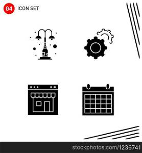 Collection of 4 Vector Icons in solid style. Pixle Perfect Glyph Symbols for Web and Mobile. Solid Icon Signs on White Background. 4 Icons.. Creative Black Icon vector background