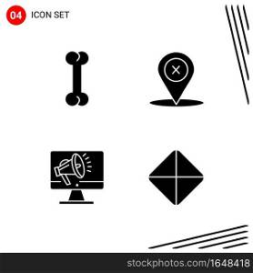 Collection of 4 Vector Icons in solid style. Pixle Perfect Glyph Symbols for Web and Mobile. Solid Icon Signs on White Background. 4 Icons.. Creative Black Icon vector background