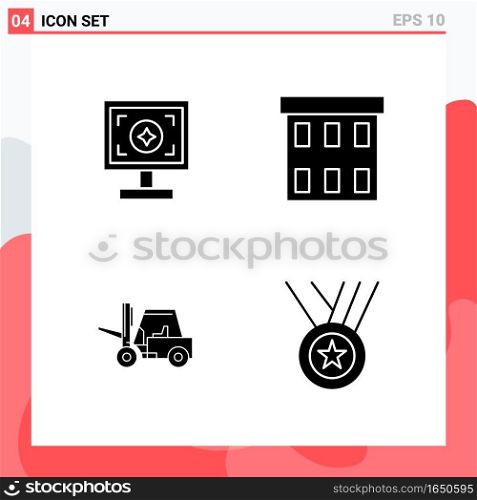 Collection of 4 Vector Icons in solid style. Modern Glyph Symbols for Web and Mobile. Solid Icon Sign Isolated on White Background. 4 Icons.. Creative Black Icon vector background