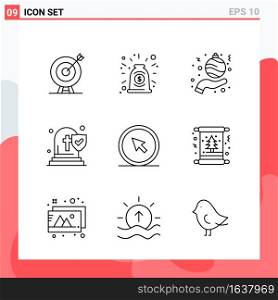 Collection of 9 Vector Icons in Line style. Modern Outline Symbols for Web and Mobile. Line Icon Sign Isolated on White Background. 9 Icons.. Creative Black Icon vector background