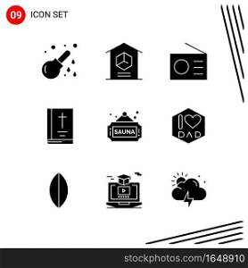 Collection of 9 Vector Icons in solid style. Pixle Perfect Glyph Symbols for Web and Mobile. Solid Icon Signs on White Background. 9 Icons.. Creative Black Icon vector background