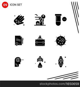 Collection of 9 Vector Icons in solid style. Pixle Perfect Glyph Symbols for Web and Mobile. Solid Icon Signs on White Background. 9 Icons.. Creative Black Icon vector background