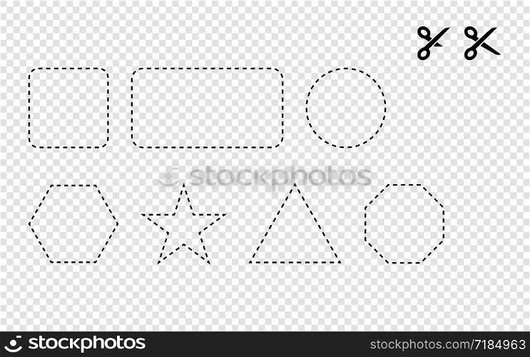 Collection of a Cut Out Coupons Borders isolated on transparent background. Eps10. Collection of a Cut Out Coupons Borders isolated on transparent background