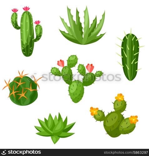 Collection of abstract cactuses and plants. Natural illustration. Collection of abstract cactuses and plants. Natural illustration.