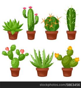 Collection of abstract cactuses in flower pot. Collection of abstract cactuses in flower pot.