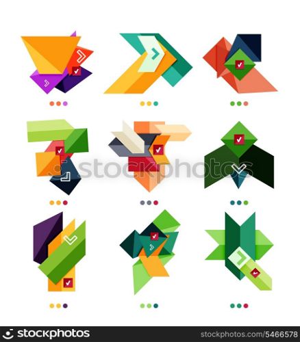 Collection of abstract colorful geometric shapes isolated on white. For business background | numbered banners | business lines | graphic website