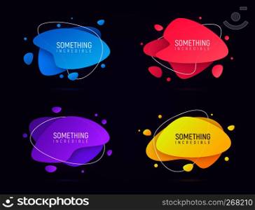 Collection of abstract liquid style glowing trendy colorful shapes. Vector illustration.. Collection of abstract liquid style glowing trendy colorful shap