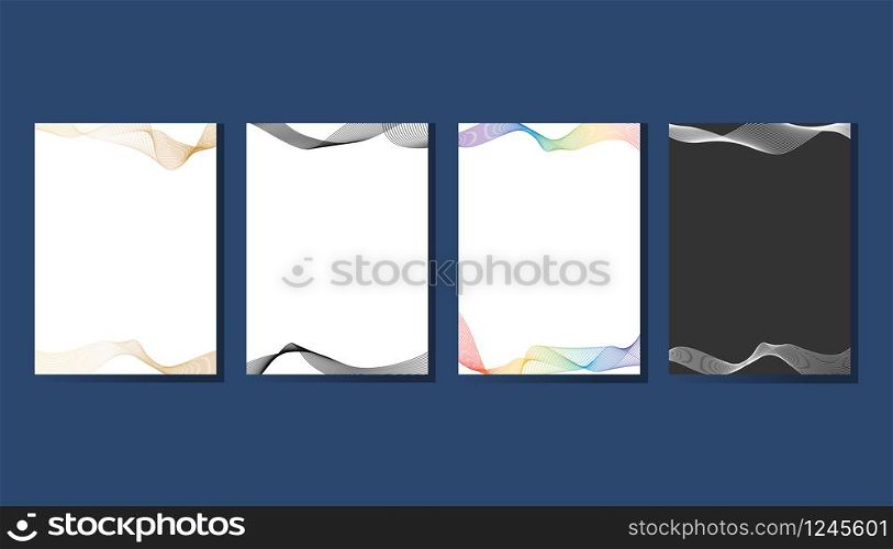 Collection of abstract shiny luxury wave line art design template background