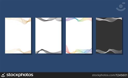 Collection of abstract shiny luxury wave line art design template background