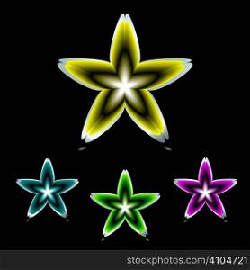 collection of abstract star shaped flower icons with shadow